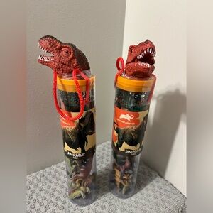 🦖2 Animal Planet Dinosaur Tubes with Red T-Rex Top (never opened)🦕